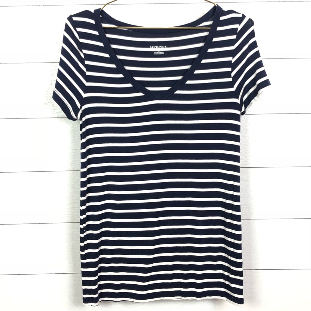 MERONA NAVY BLUE STRIPPED TEE Size S